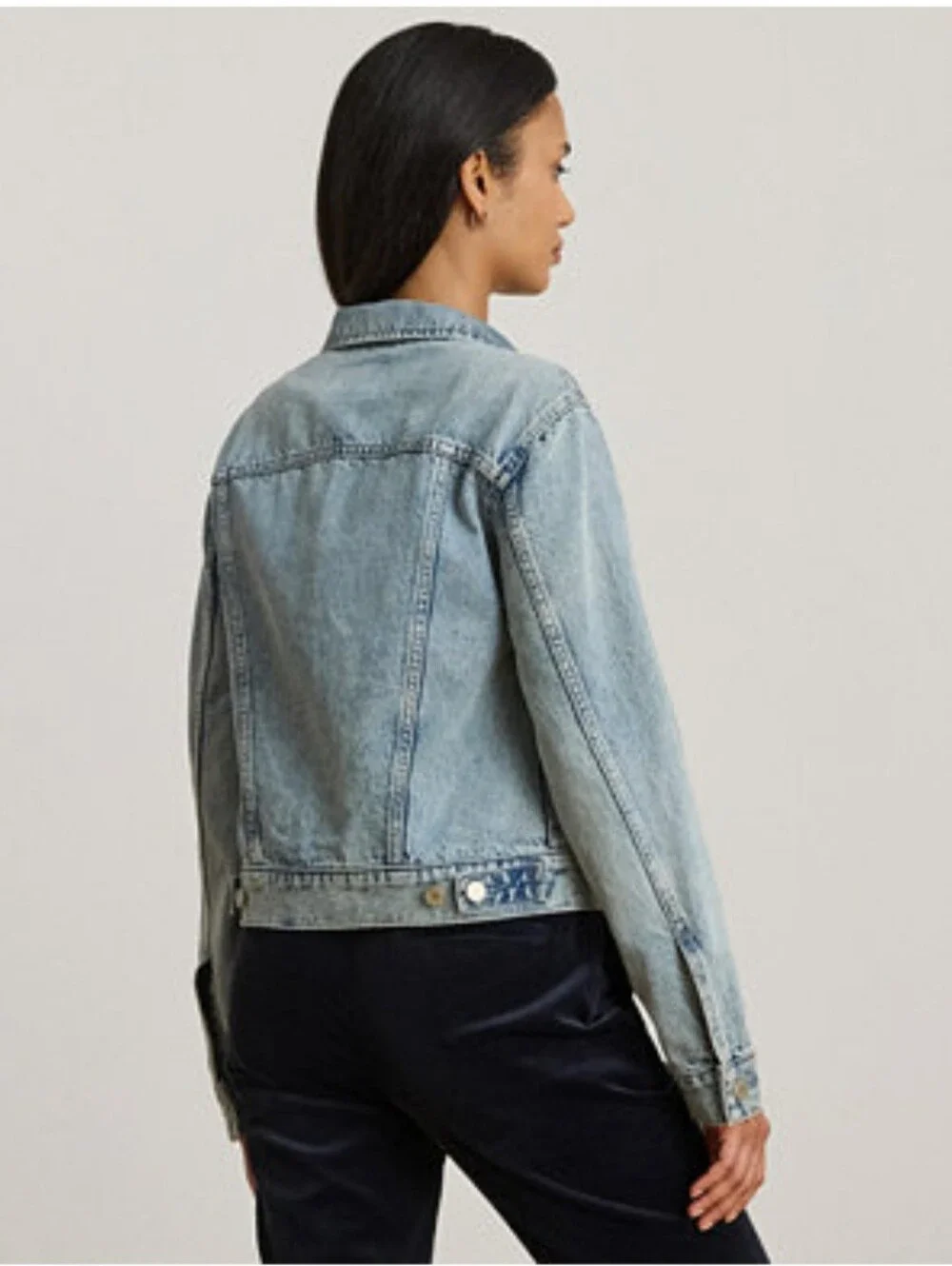 Ralph Lauren Women's Paizley Rigid Denim Trucker Jacket Size Large NWT